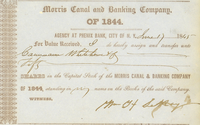 Morris Canal and Banking Co. - Stock Certificate